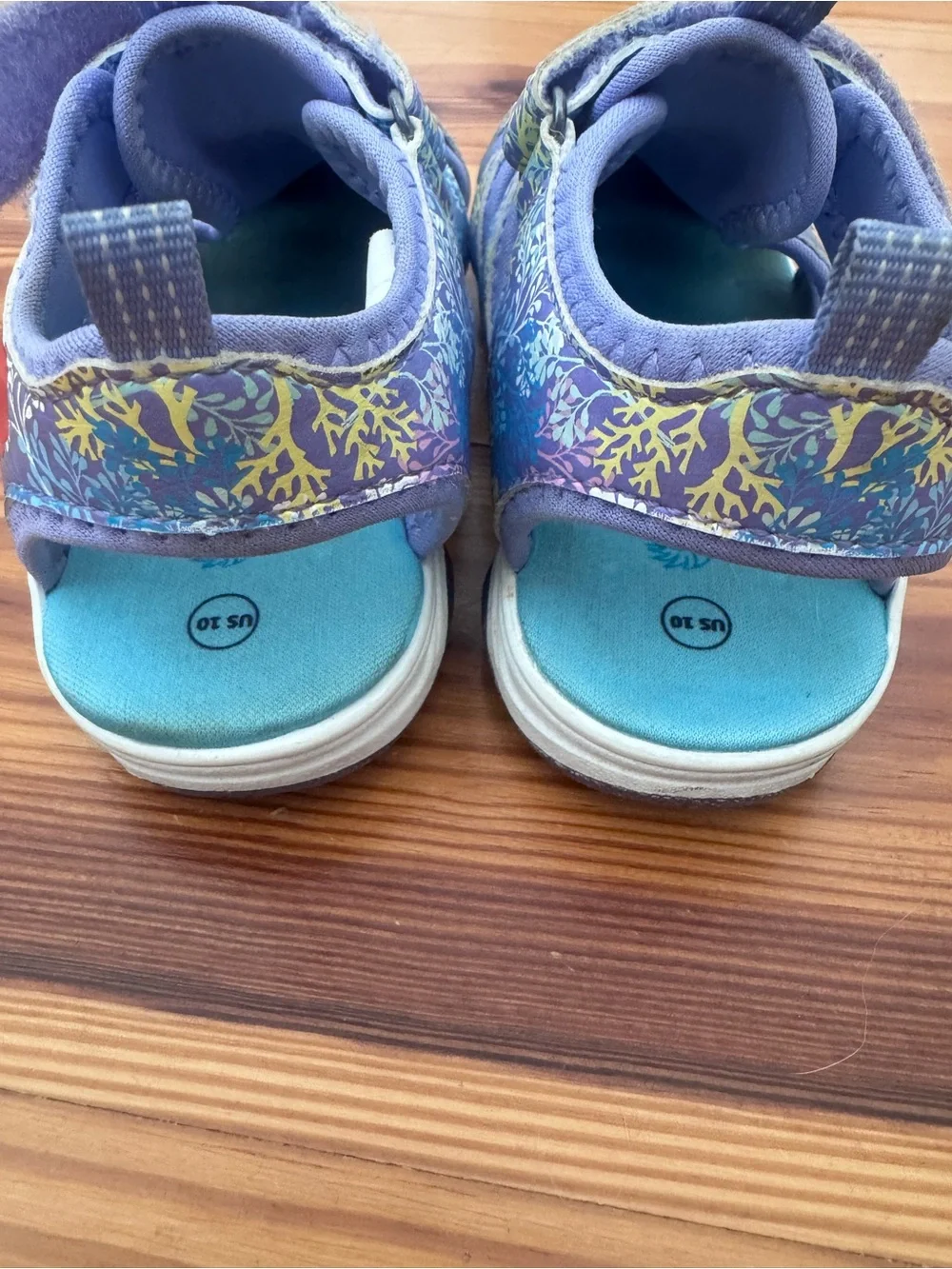 Disney Ariel Purple and Teal Kids Girls Water Shoes Sandals size 10
